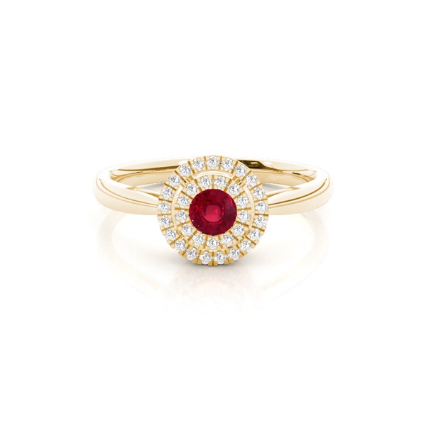 Round Halo Ruby Engagement Ring