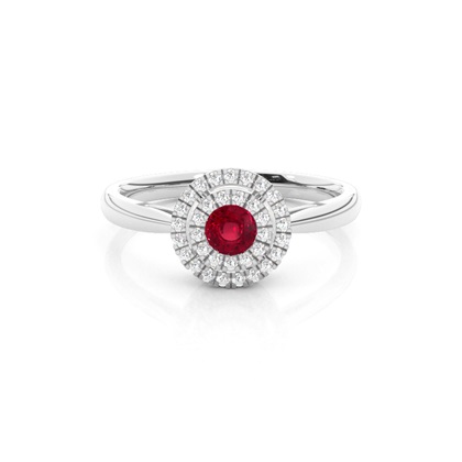 Round Halo Ruby Engagement Ring