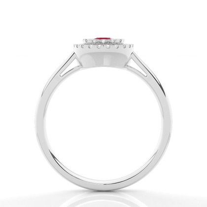 Round Halo Ruby Engagement Ring