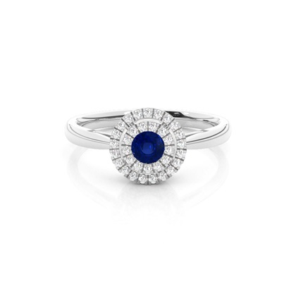 Round Halo Blue Sapphire Engagement Ring