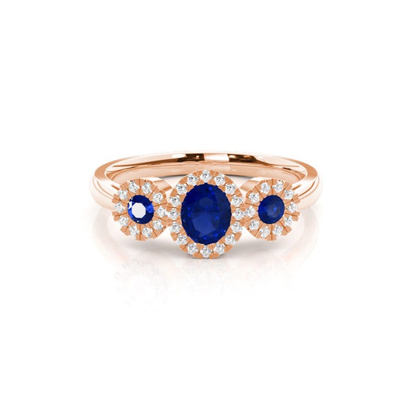 Bezel Setting Blue Sapphire Three Stone Ring