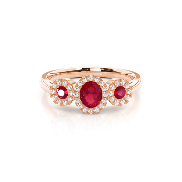 Bezel Setting Ruby Three Stone Ring