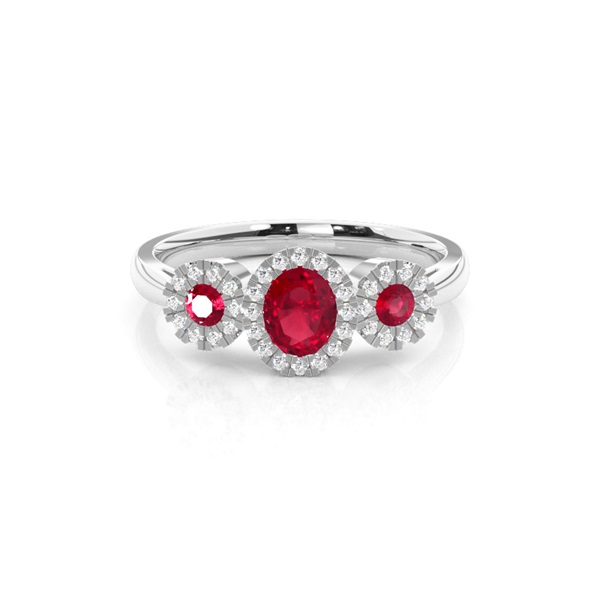 Bezel Setting Ruby Three Stone Ring