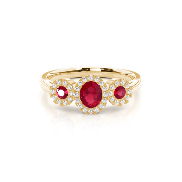 Bezel Setting Ruby Three Stone Ring