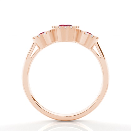 Lünette Einstellung Rubin Drei Stein Ring