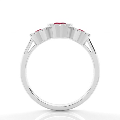 Lünette Einstellung Rubin Drei Stein Ring