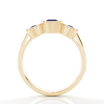 Lünette Einstellung Blue Sapphire Drei Stein Ring