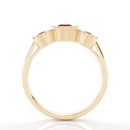 Lünette Einstellung Rubin Drei Stein Ring