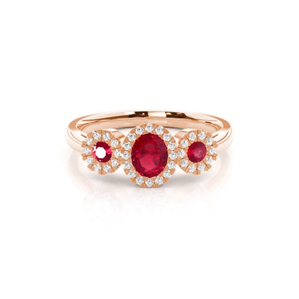 Bezel Setting Ruby Three Stone Ring