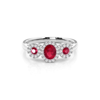 Bezel Setting Ruby Three Stone Ring