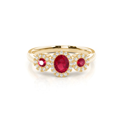 Bezel Setting Ruby Three Stone Ring