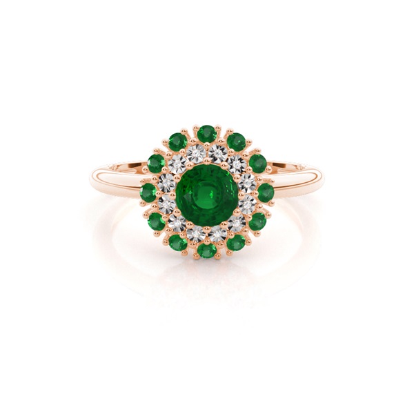 Rund Halo Smaragd Verlobungsring