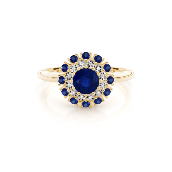 Round Halo Blue Sapphire Engagement Ring