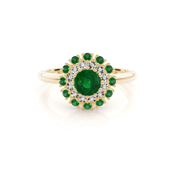 Rund Halo Smaragd Verlobungsring