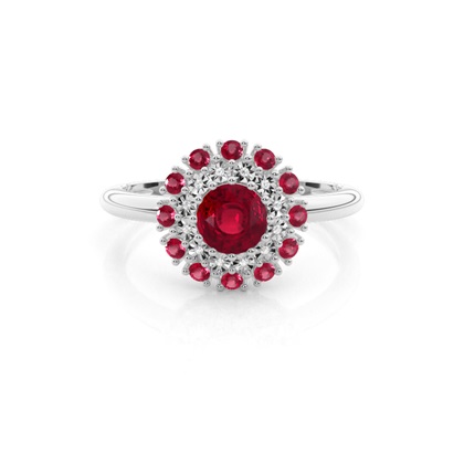 Round Ruby Diamond Engagement Rings