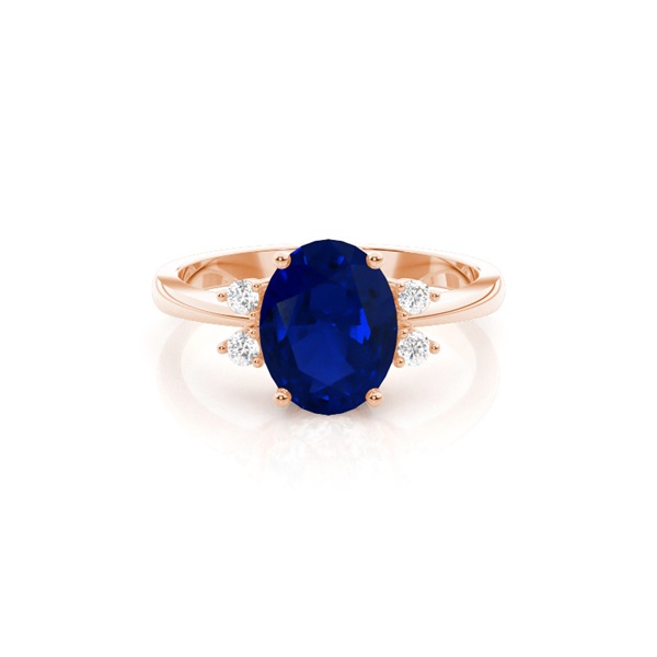 Prong Setting Blue Sapphire Side Stone Ring
