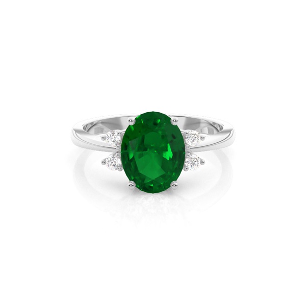 Prong Setting Emerald Side Stone Ring