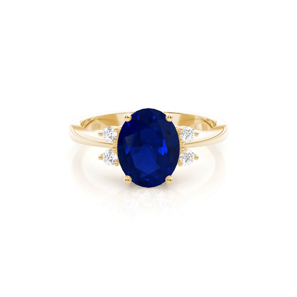 Prong Setting Blue Sapphire Side Stone Ring