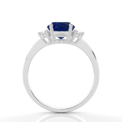 Zinkeneinstellung Blauer Saphir-Seitensteinring