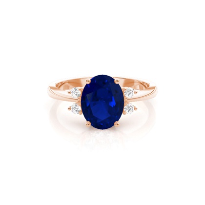 Prong Setting Blue Sapphire Side Stone Ring