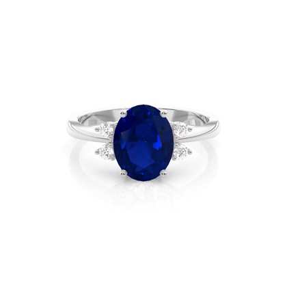 Prong Setting Blue Sapphire Side Stone Ring