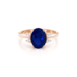 Prong Setting Blue Sapphire Side Stone Ring