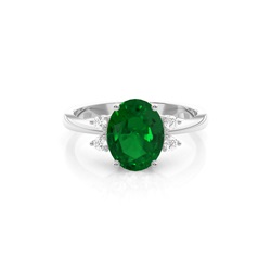 Prong Setting Emerald Side Stone Ring