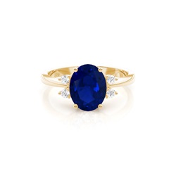 Prong Setting Blue Sapphire Side Stone Ring