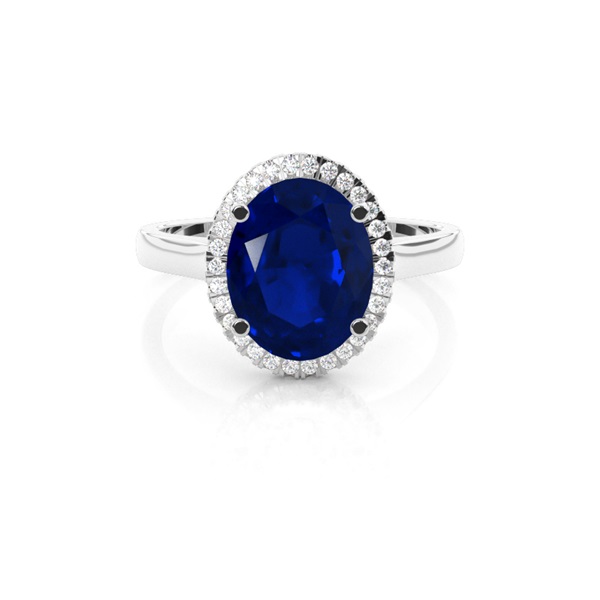 Oval Halo Blue Sapphire Engagement Ring