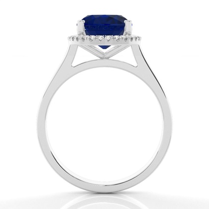 Ovaler Halo Blue Sapphire Verlobungsring