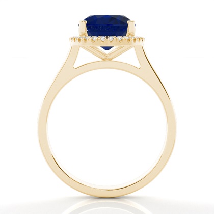 Ovaler Halo Blue Sapphire Verlobungsring