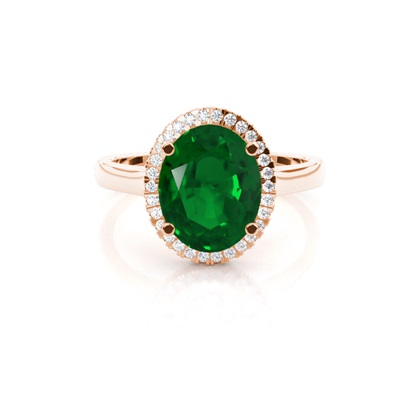 Oval Halo Emerald Engagement Ring