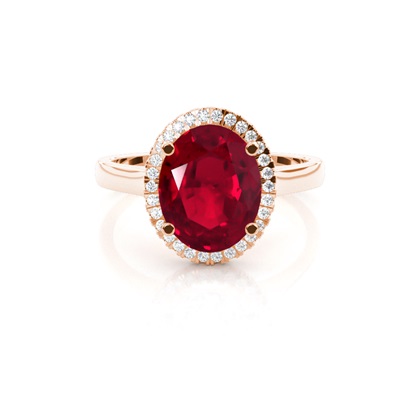 Oval Halo Ruby Engagement Ring