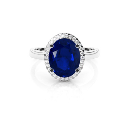 Oval Halo Blue Sapphire Engagement Ring