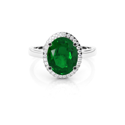 Oval Halo Emerald Engagement Ring