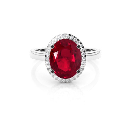 Oval Halo Ruby Engagement Ring