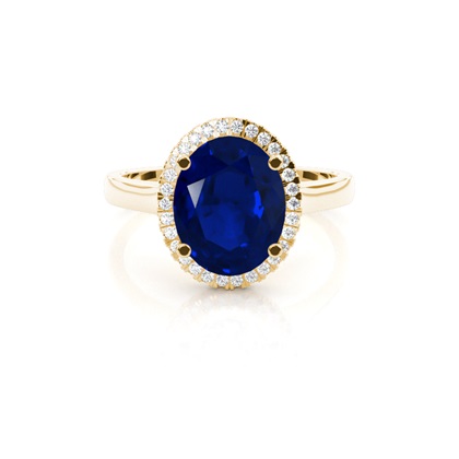 Oval Halo Blue Sapphire Engagement Ring