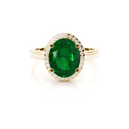 Oval Halo Emerald Engagement Ring