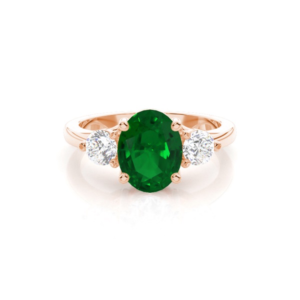 Prong Setting Emerald Three Stone Ring