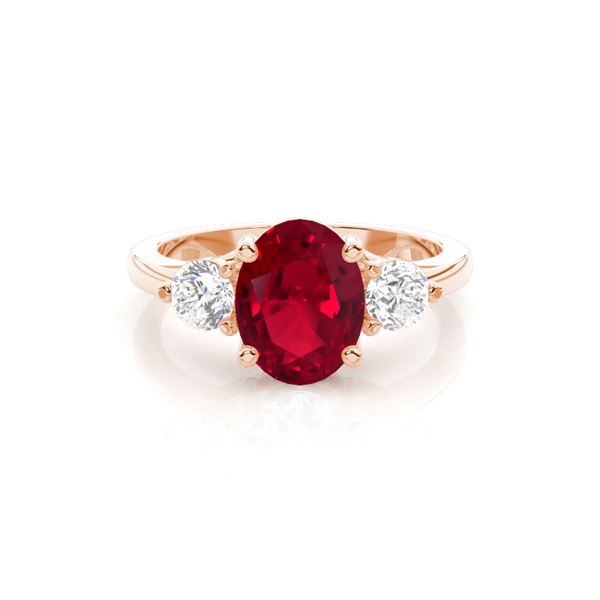 Prong Setting Ruby Three Stone Ring