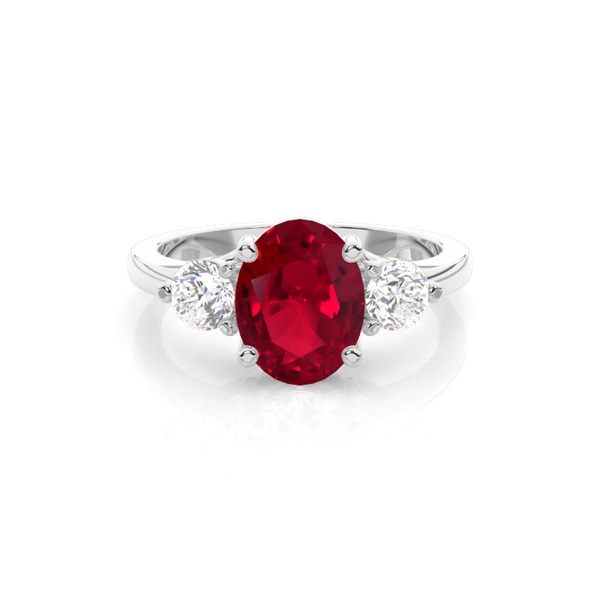 Prong Setting Ruby Three Stone Ring