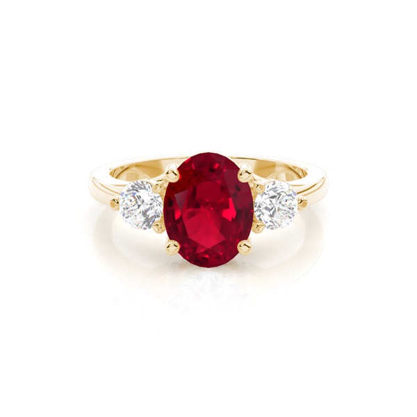 Prong Setting Ruby Three Stone Ring