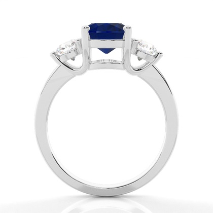 Zinkeneinstellung Blue Sapphire Three Stone Ring