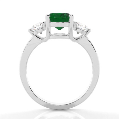 Zinkeneinstellung Smaragd Drei Stein Ring