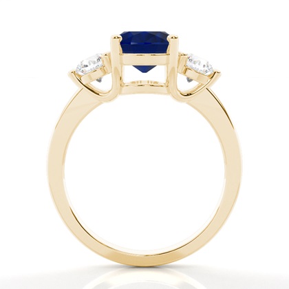 Zinkeneinstellung Blue Sapphire Three Stone Ring