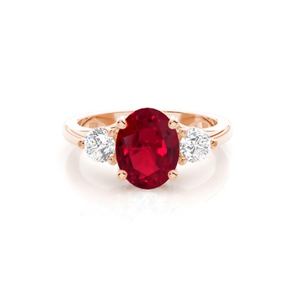 Prong Setting Ruby Three Stone Ring