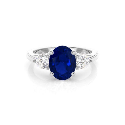 Prong Setting Blue Sapphire Three Stone Ring
