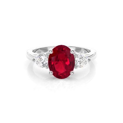 Prong Setting Ruby Three Stone Ring