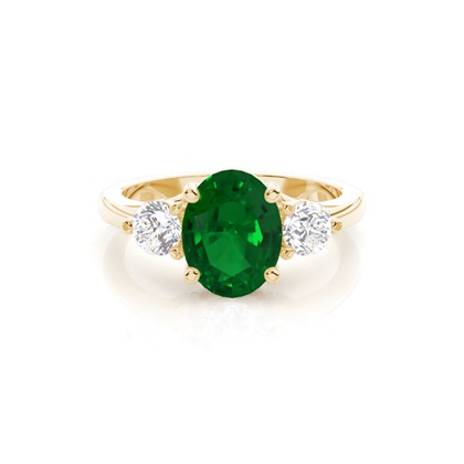 Prong Setting Emerald Three Stone Ring