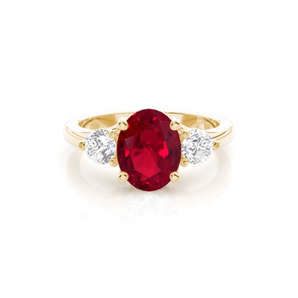 Prong Setting Ruby Three Stone Ring